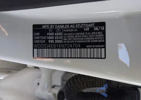 2019 Mercedes-Benz Cla 250 из США, поврежденный, VIN WDDSJ4EB1KN724704